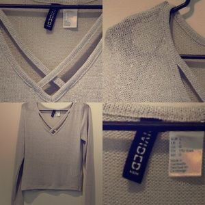 Silver sparkly knit top