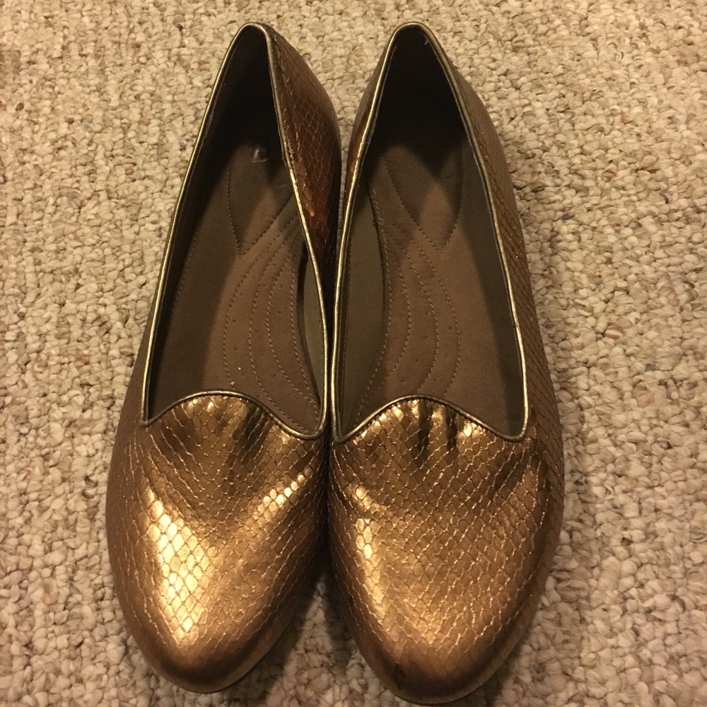 Gold loafers