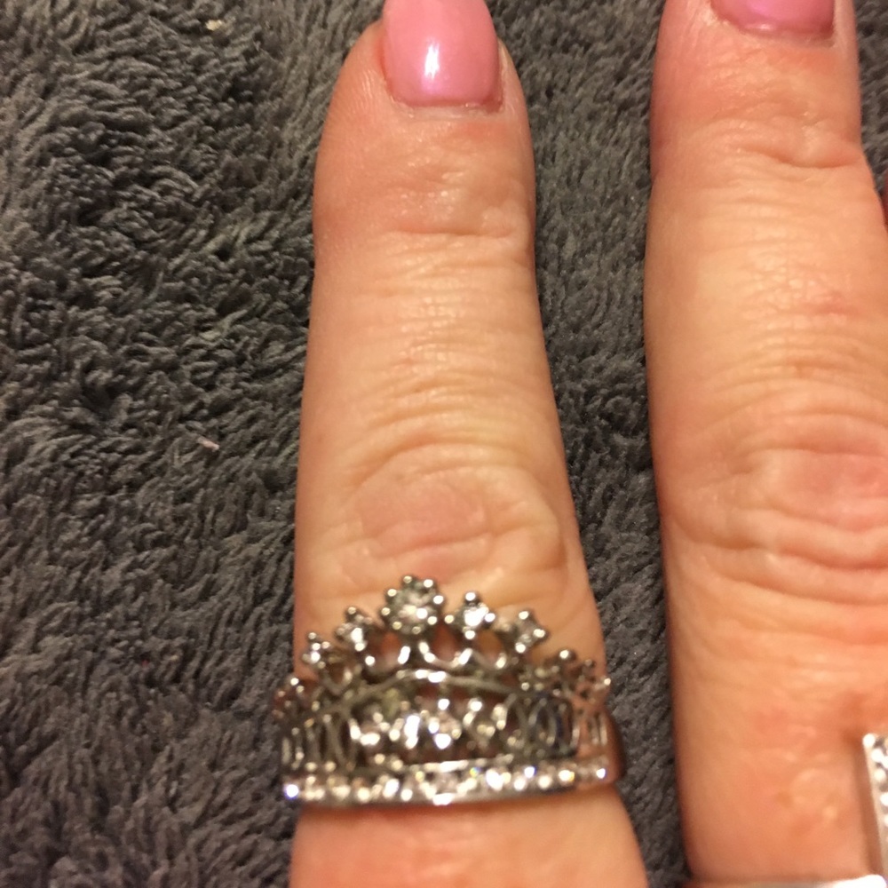 Silver plated crown ring