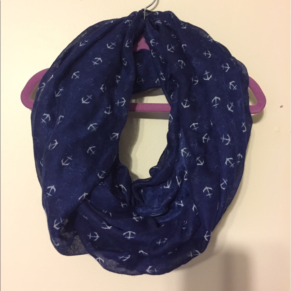 Infinity Scarf Navy with White Anchors