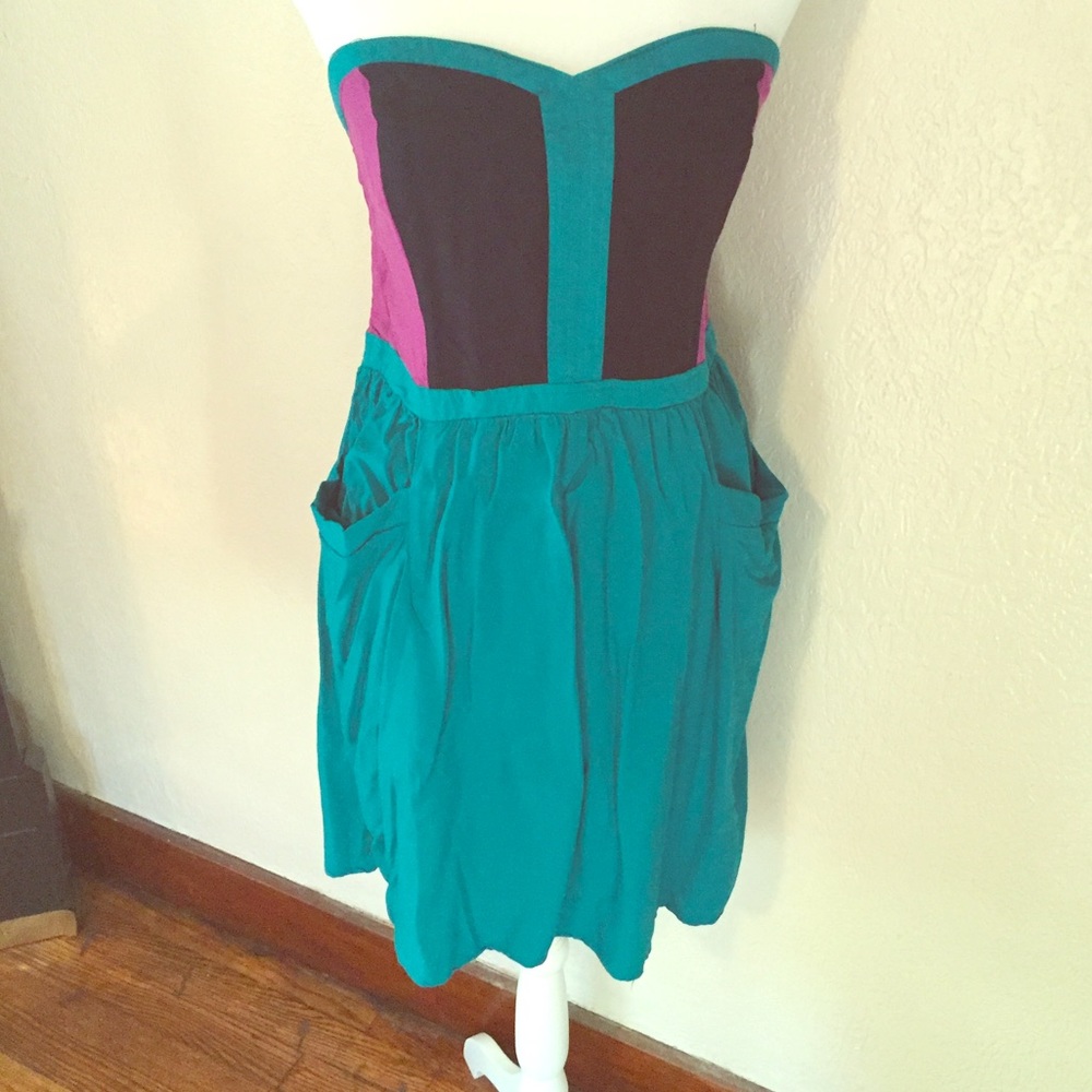 Sun Dress, Color Blocked Cocktail Dress for Summer