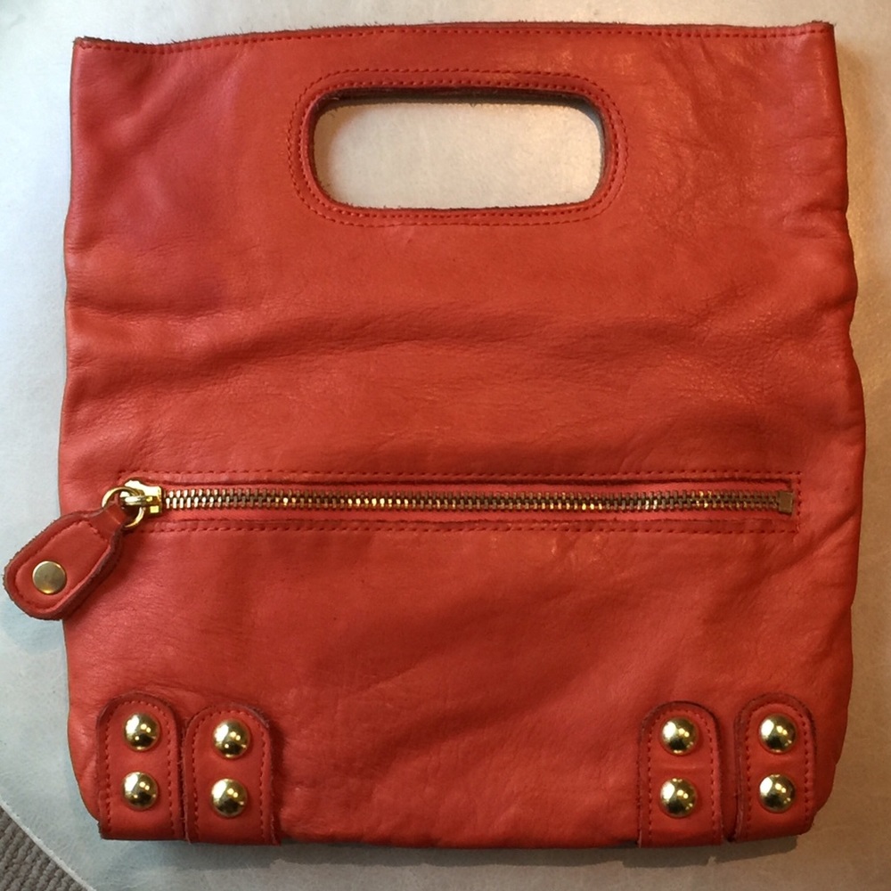 Linea Pelle- Dylan Folding Envelope Clutch, Orange - Picture 2 of 2