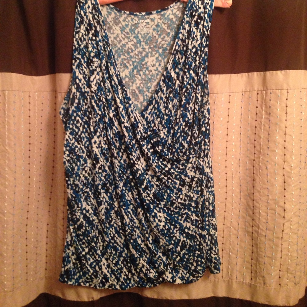 Soft dressy faux wrap tank top