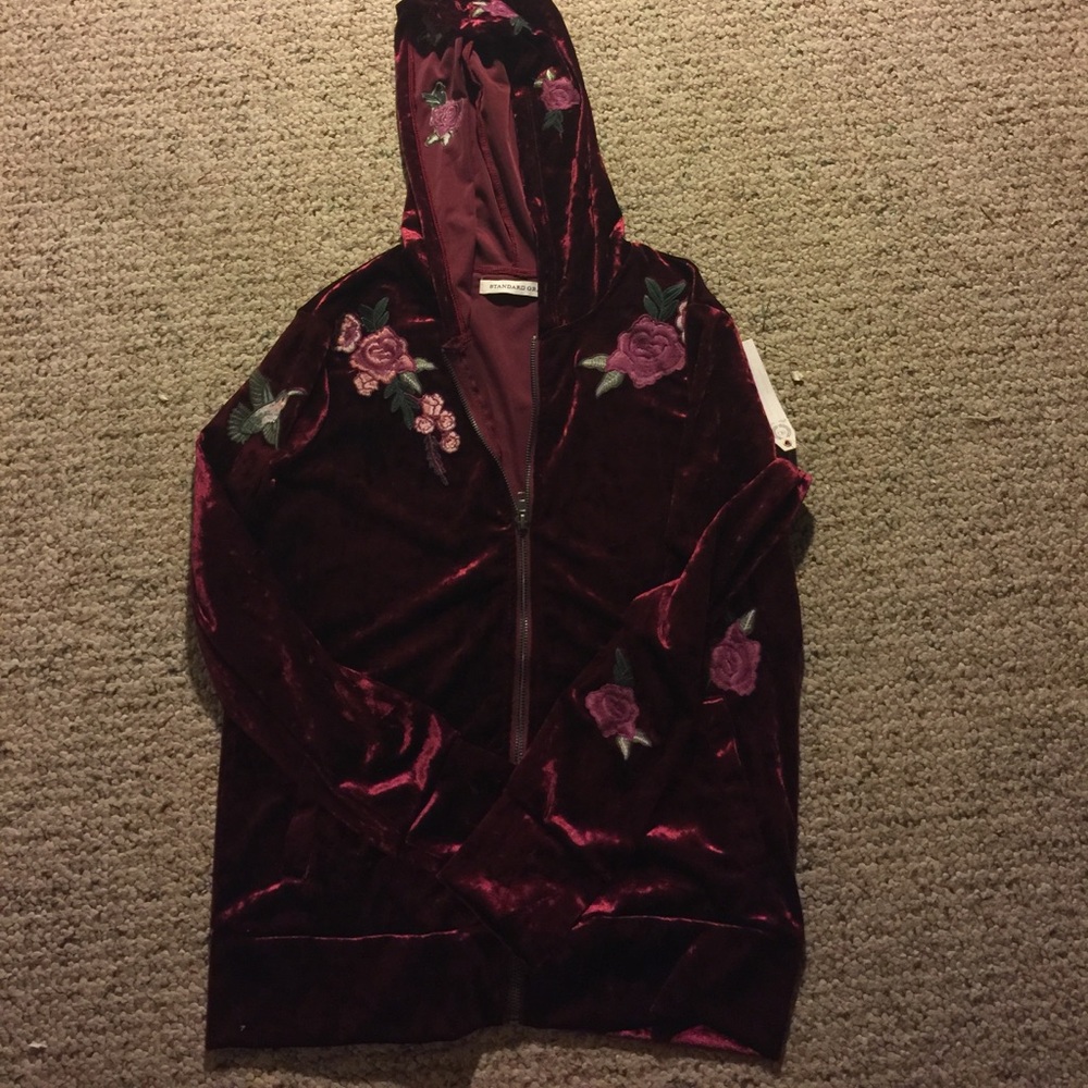 Velour rose embroidered jacket