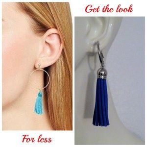 Silver-toned Cobalt Blue Tassel Earrings