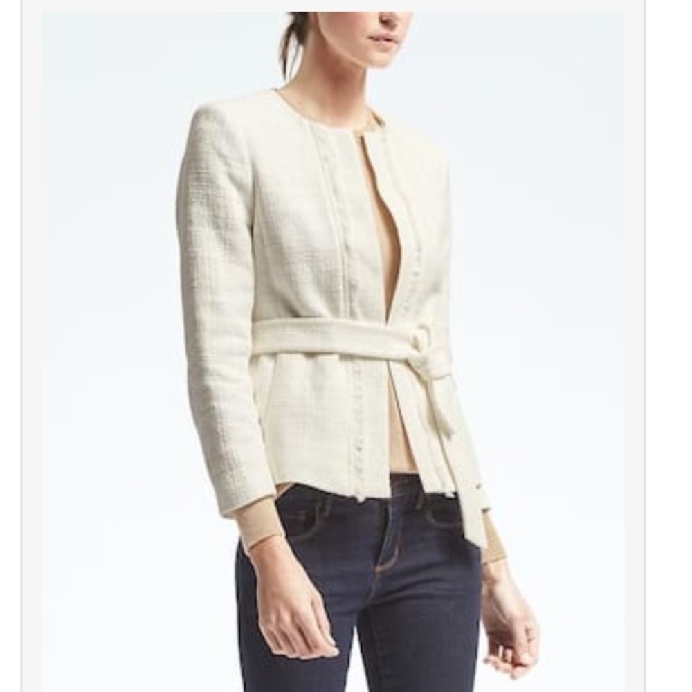 NWT Banana Republic Collarless Boucle Jacket