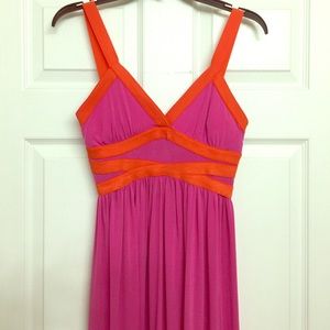 Sofia Vergara Maxi Dress in hot pink and orange.