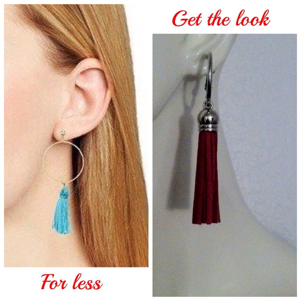 Silver-toned Pink Tassel Earrings