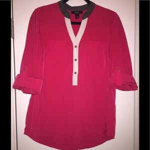 Pink Blouse with Gold Buttons