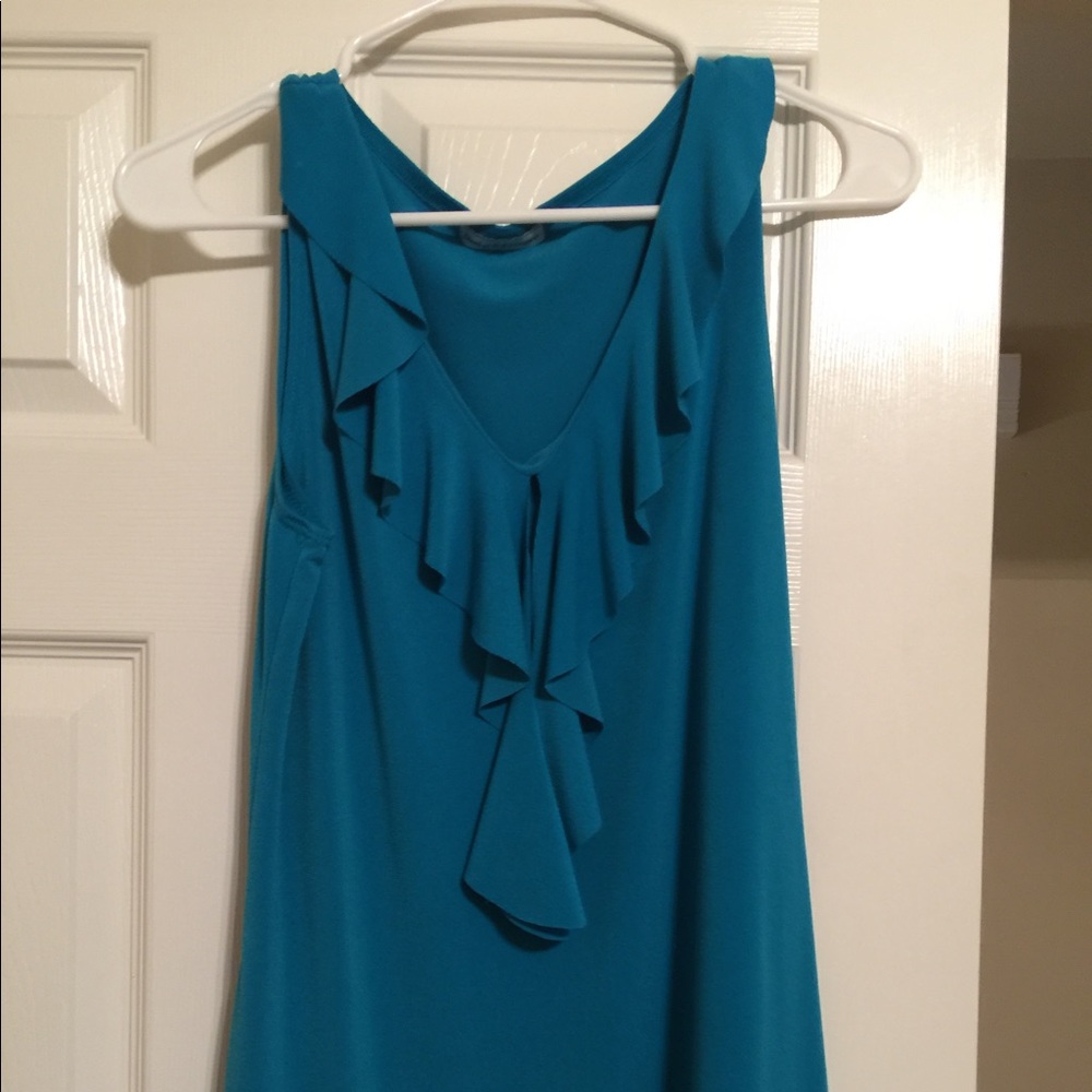 Cute teal blue dressy top! Worn one time! Sz L
