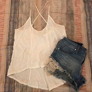 White criss-cross strappy tank