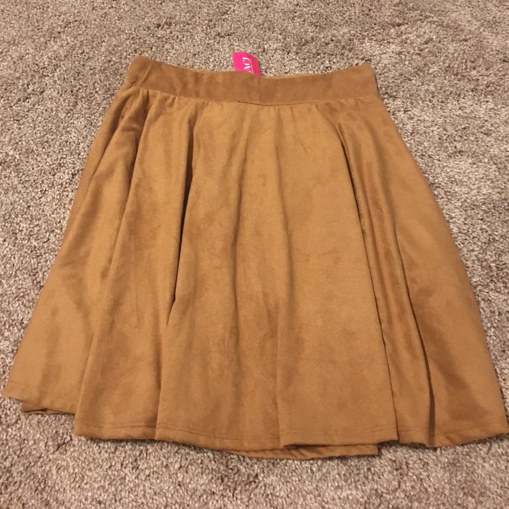 Brown suede skater skirt
