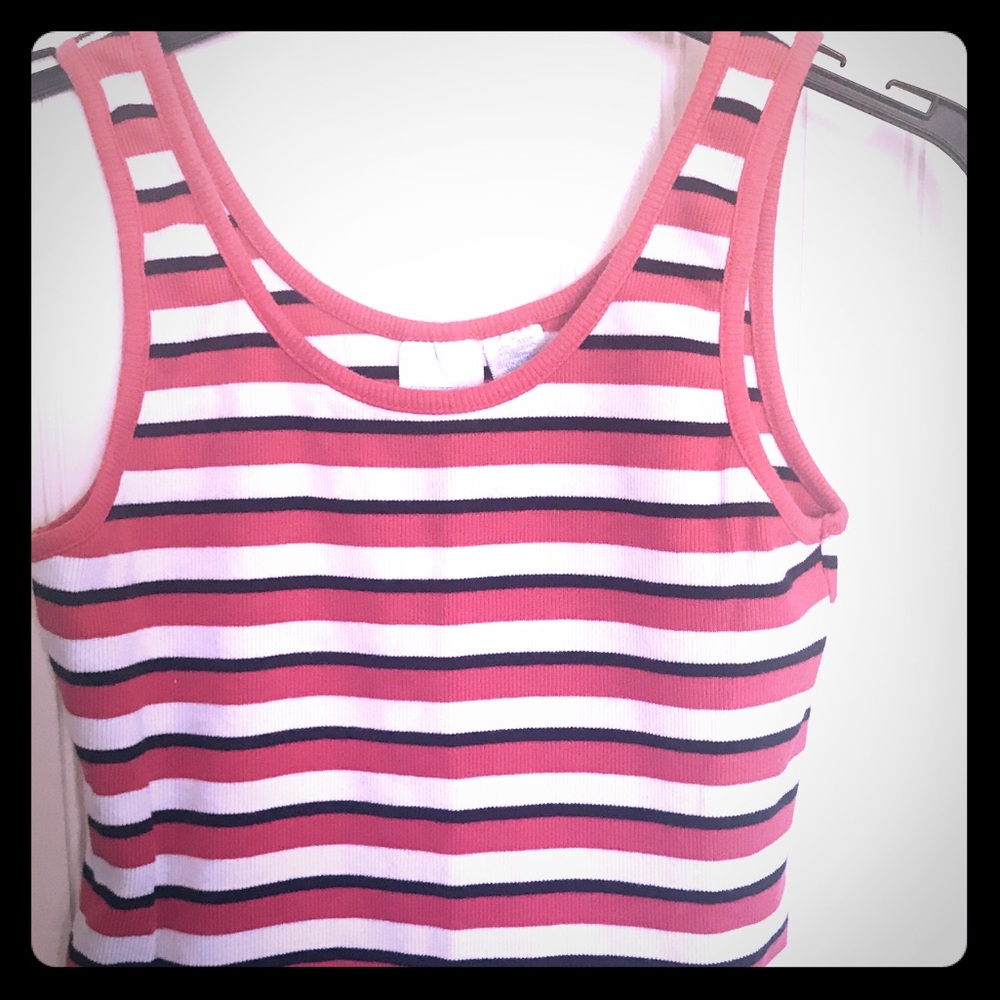 Cute red and white stripped tank top size L