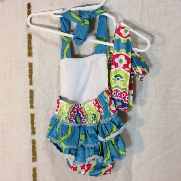 🔥 sale Colorful swim Romper and head band nwot - Picture 2 of 3