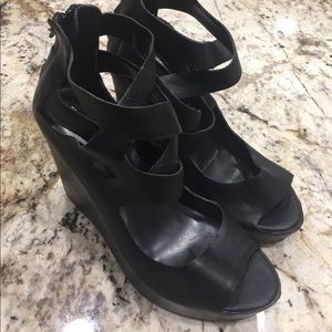 Mossimo Black Strappy wedges Size 8