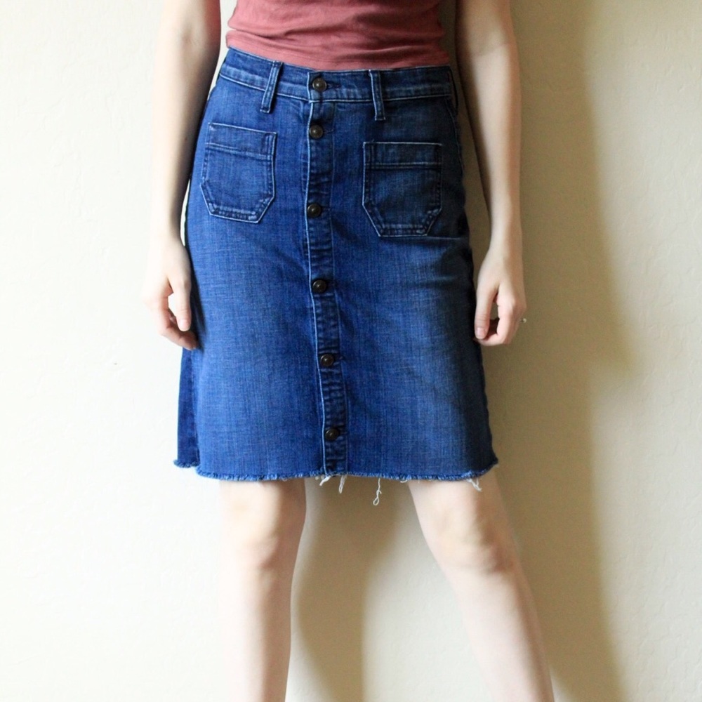 Hudson Raw Hem Denim Skirt