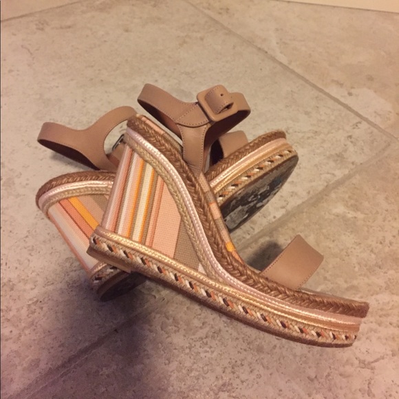 SOLD in bundle. Valentino leather/striped wedge - Picture 2 of 8