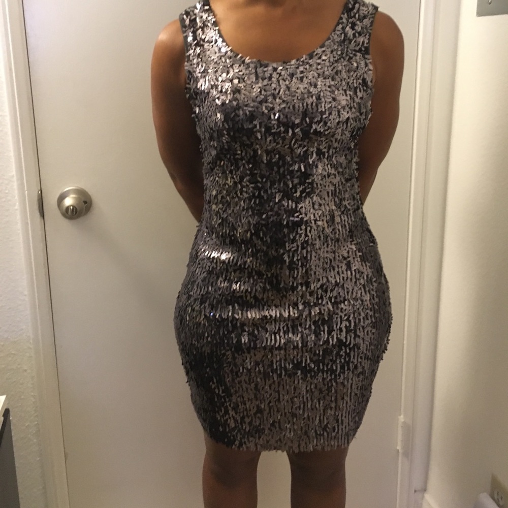 Black shiny dress