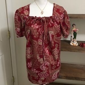 Faded glory short sleeve paisley top size 2x