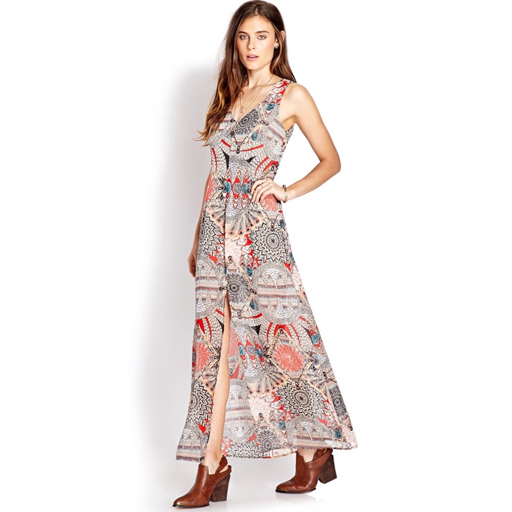 Mixed Pattern Maxi Summer Dress