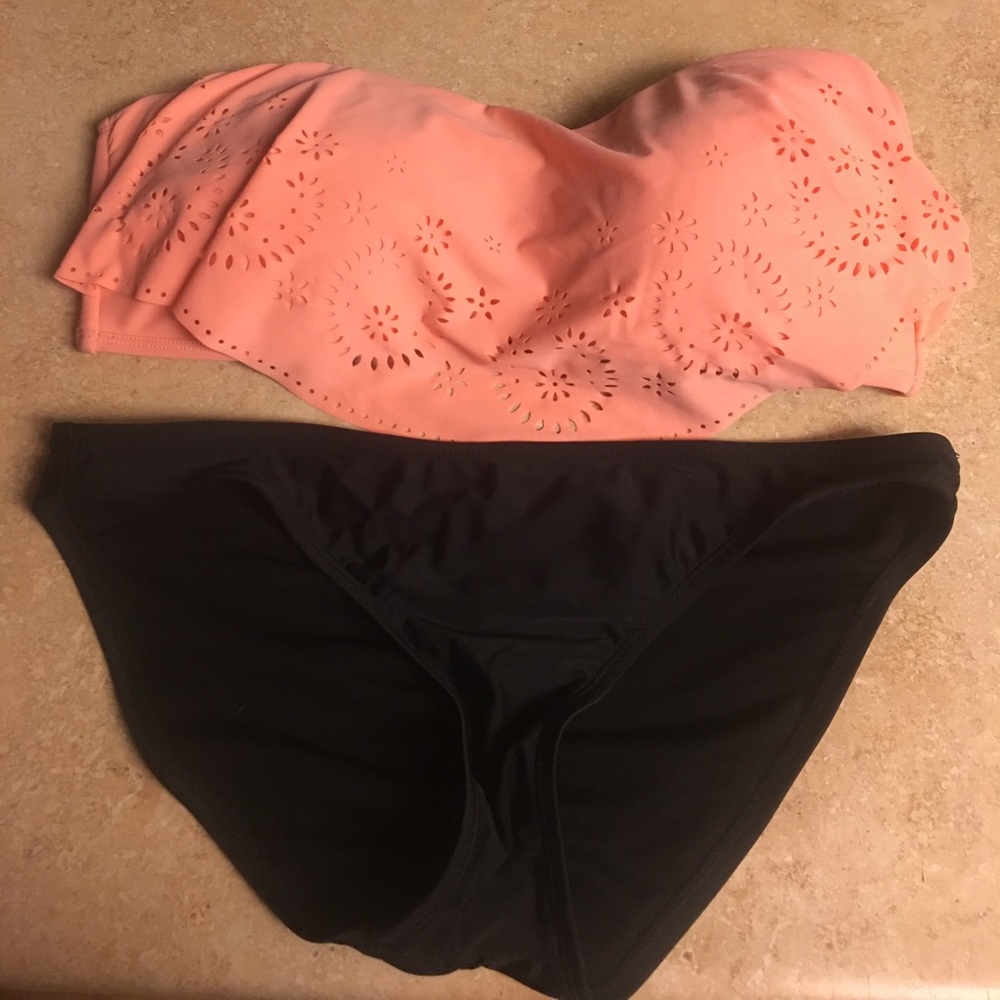 Black and Coral Swim Suit
