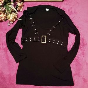 Venus Black Grommet Blouse