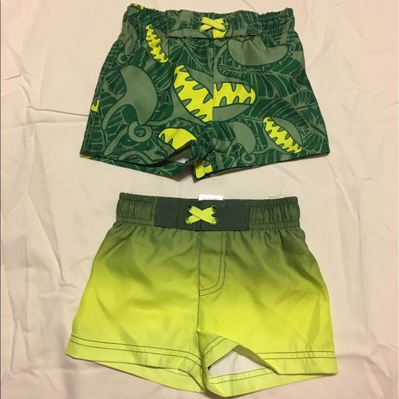 NWOT Bundle Green Yellow Circo Swim Trunks 9 Month - Picture 2 of 5