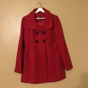 Gorgeous wool cherry red Guess Pea Coat