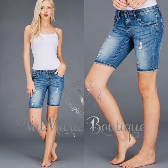 Distressed Denim Bermuda Shorts - Picture 2 of 4