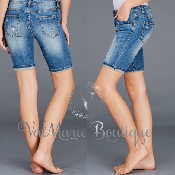 Distressed Denim Bermuda Shorts - Picture 3 of 4