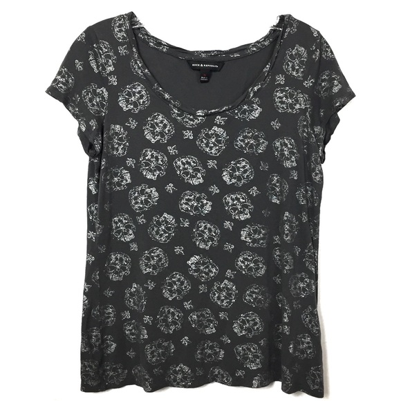 Tops - Gray Skull Rock & Republic T Shirt Top Medium