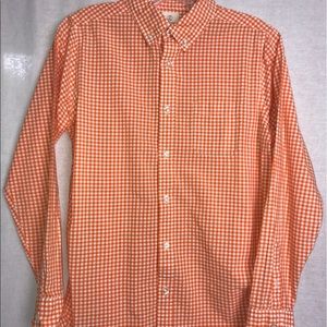 Orange and white gingham shirt