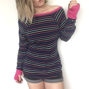 Steve madden rainbow striped longsleeve top