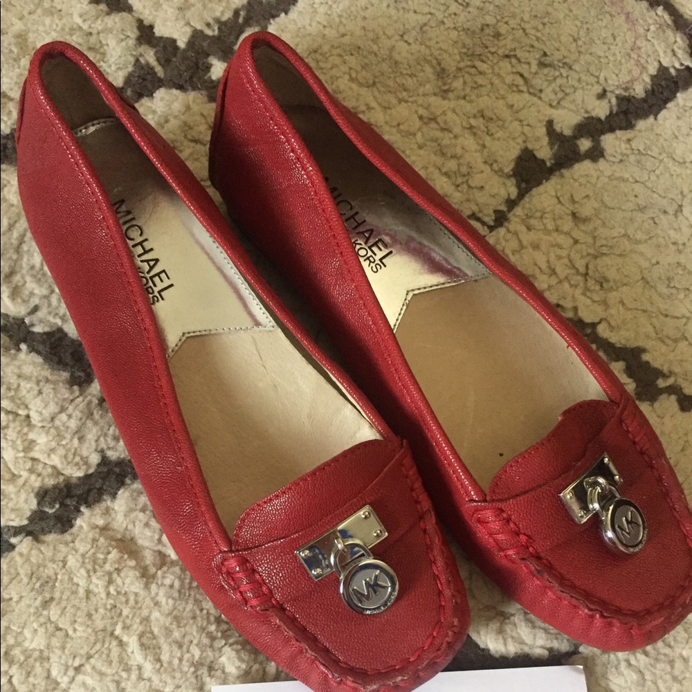 Michael Kors red leather flats