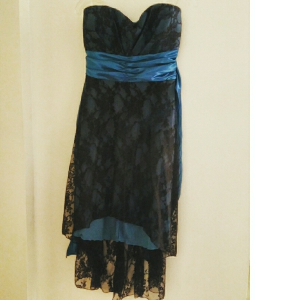 Teal/Black High-Low Lace Dress