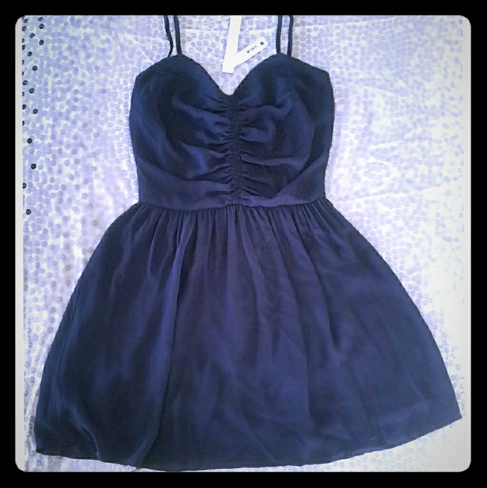 Navy Chiffon AQUA Mini Dress NWT