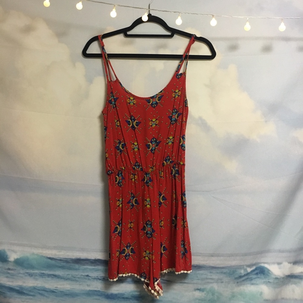 Red Boho Romper