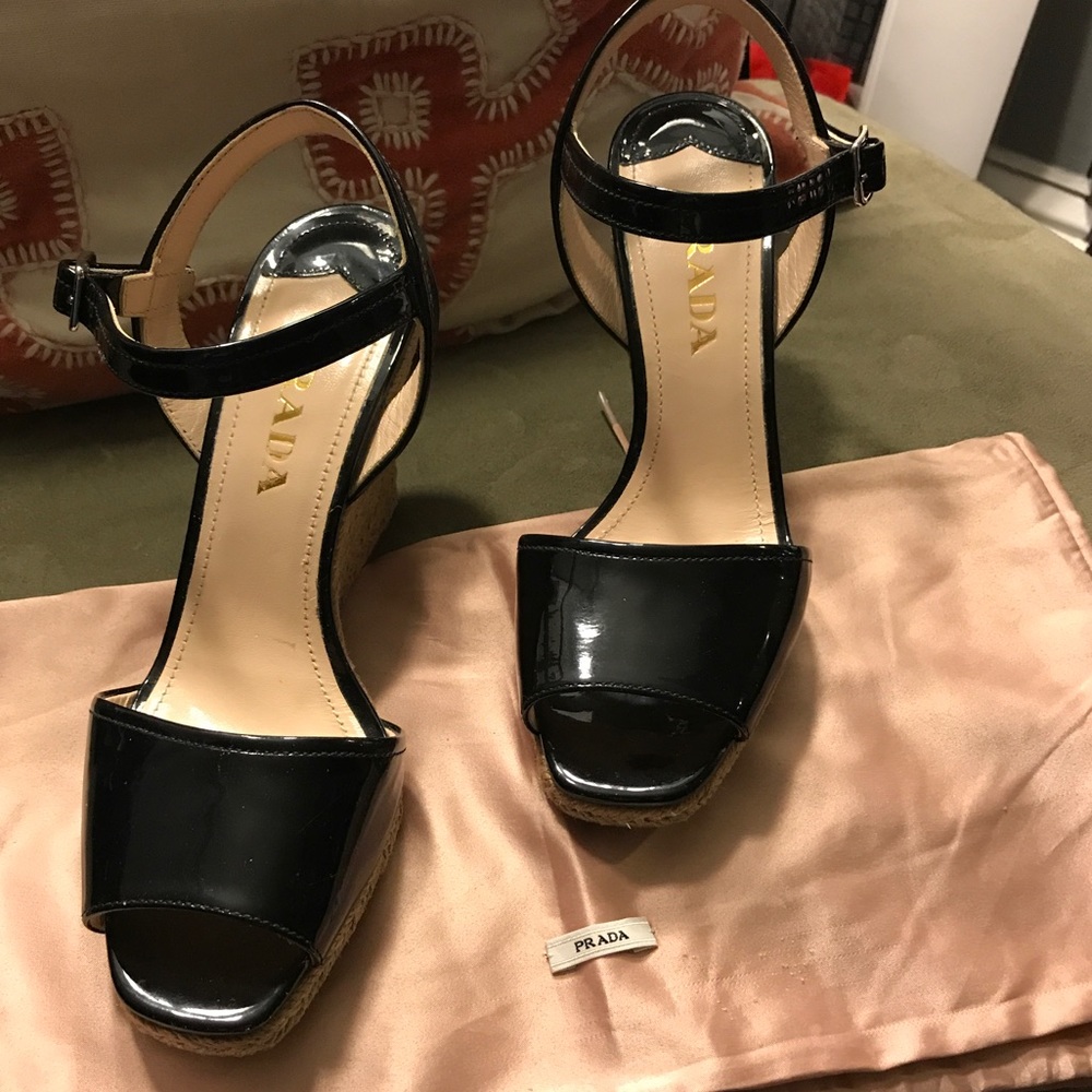 Authentic Prada Espadrille Wedges. EUC!!!! Black