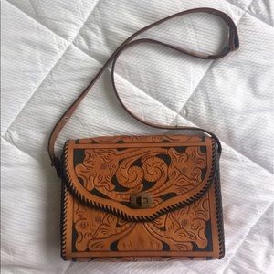 Vintage 1940s/50s Mexican Tooled Leather Handbag
