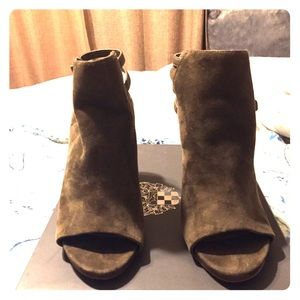 Vince Camuto olive green suede heels.