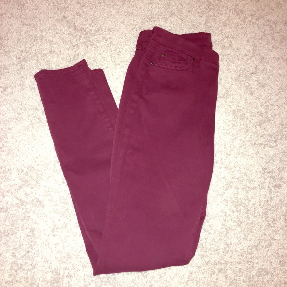 7 for All Mankind Skinny Cranberry Sateen Jeans