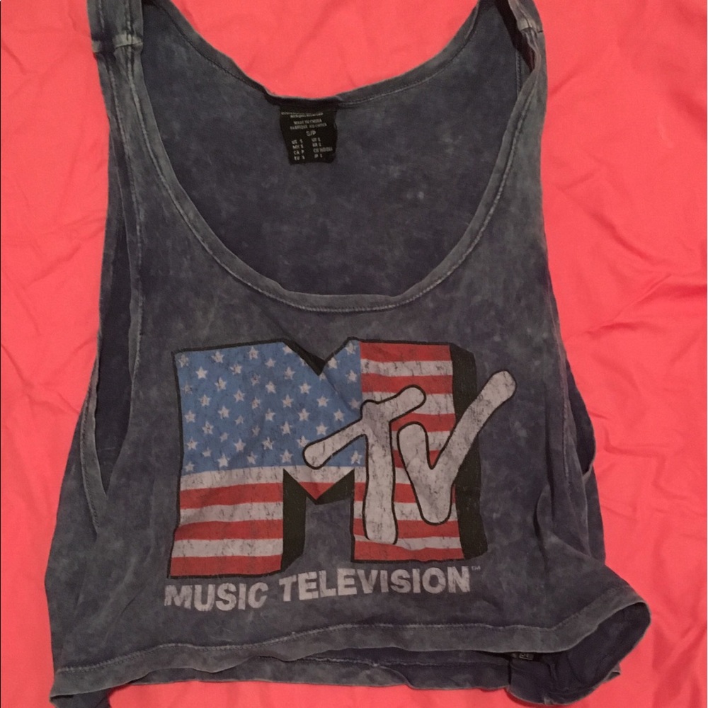 Navy blue MTV crop top