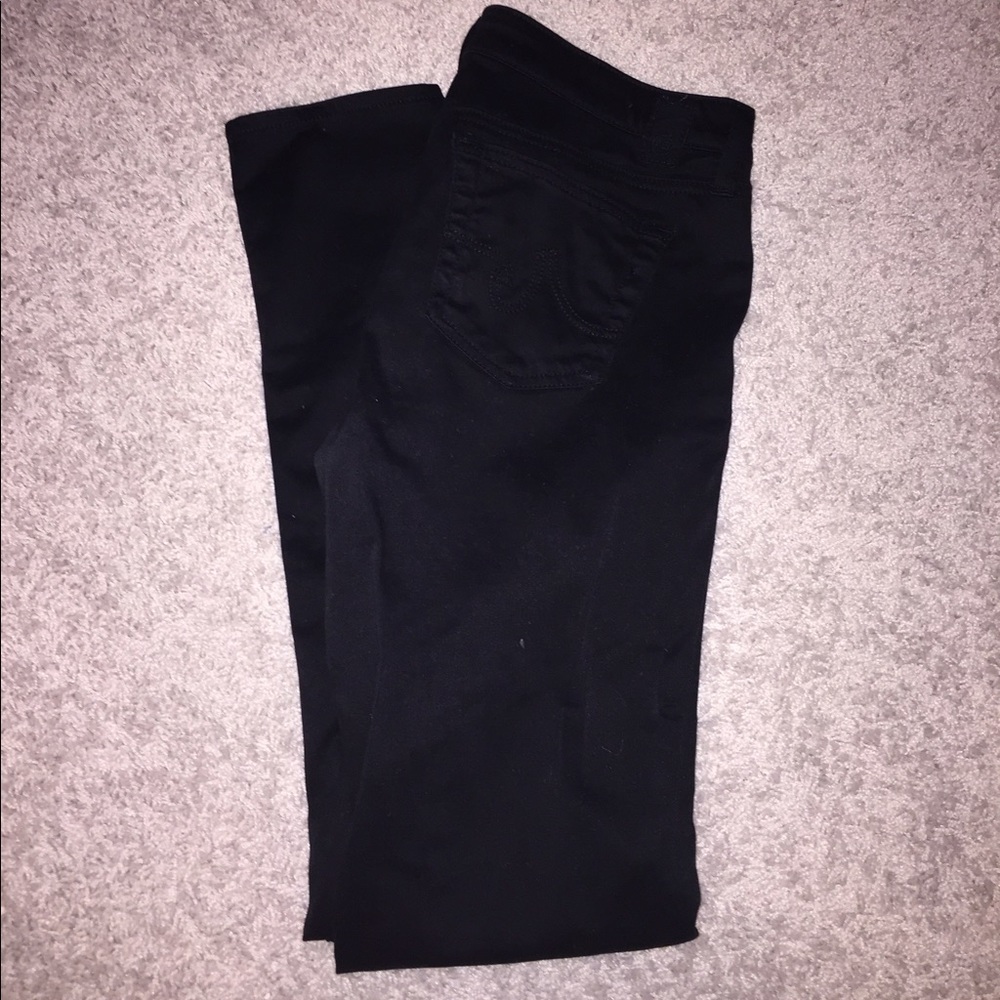 AG Black Sateen Super Skinny Jeggings