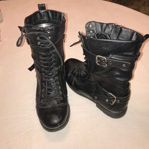 Black combat boots