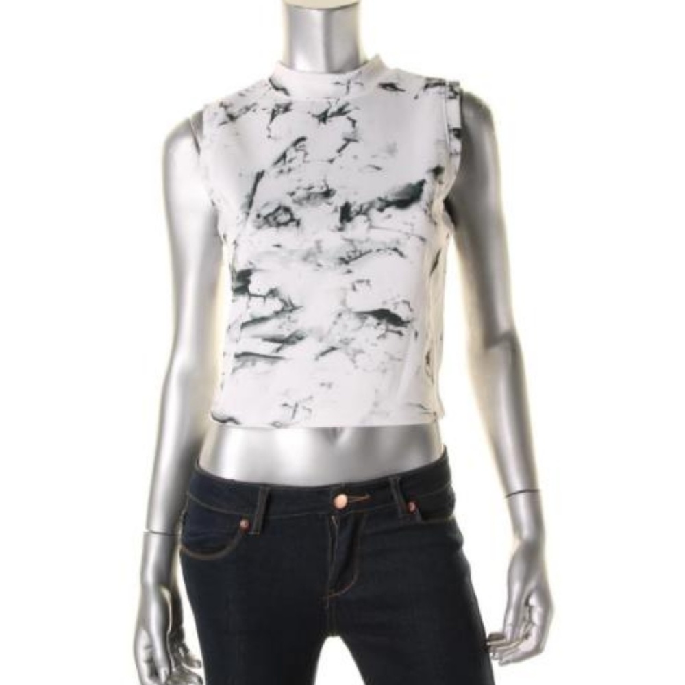 Kiind Of Marble-Print Mock Turtleneck Top