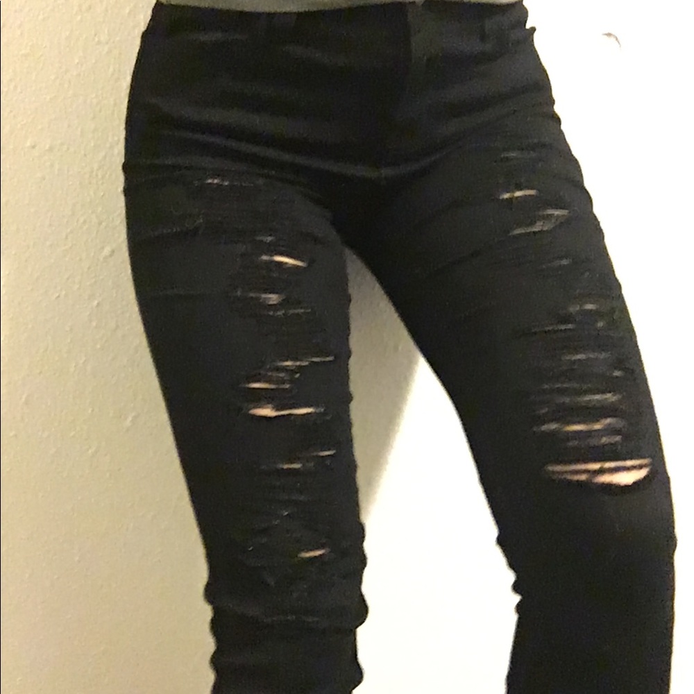 Black high waisted ripped jeans