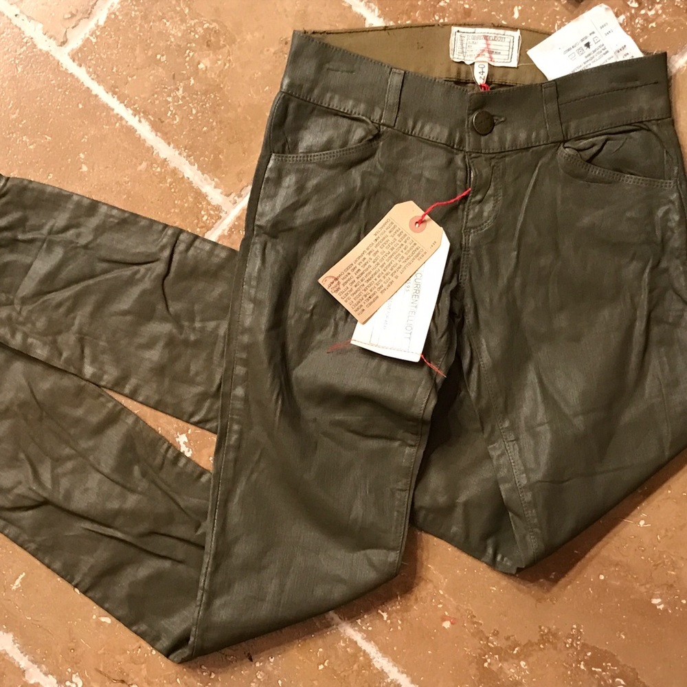 NWT CURRENT/ELLIOT GREEN COATED JEANS