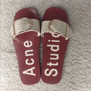 Brand new Acne Studios white buckle slides 38