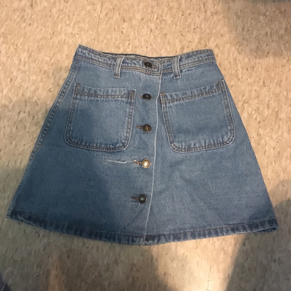 high waste denim skirt