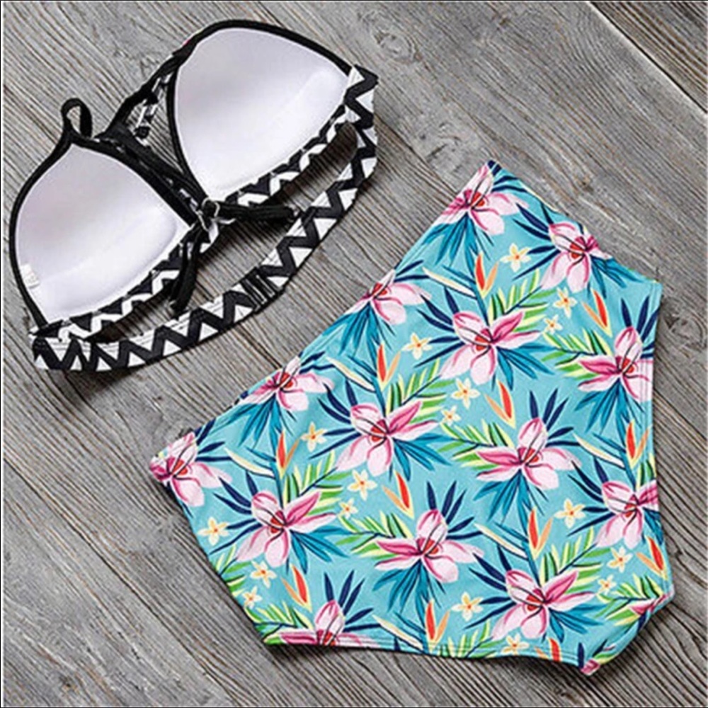 🌸🆕🌸 Floral Print High Waist Swimsuit - Picture 3 of 5